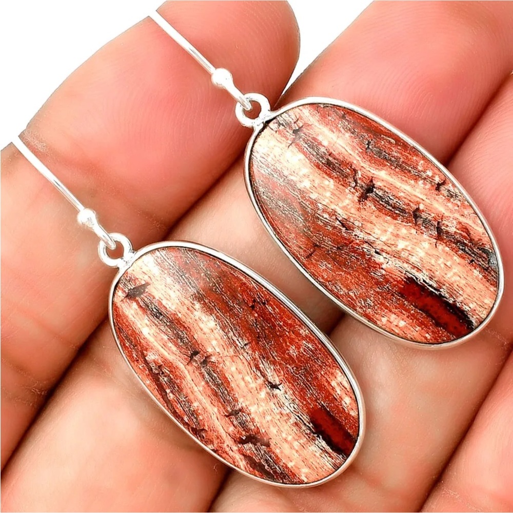 Snake skin Jasper earrings - Picture 3 of 6